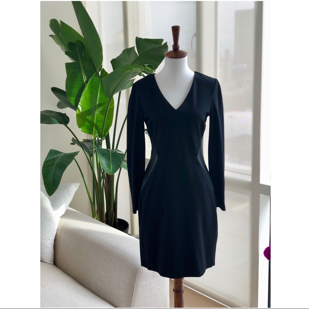 Faux Leather Panel Sheath Dress